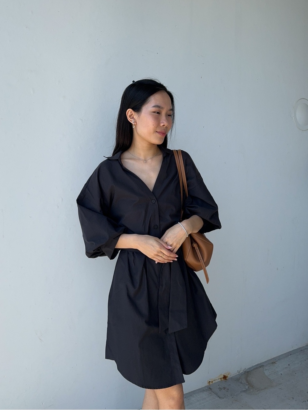 Brochu Walker The Kate Belted Dress in Black Washed Color Size XS Mini - Midi
